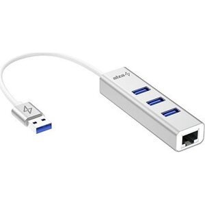 AlzaPower AluCore USB-A (M) na 3× USB-A (F) s LAN strieborná