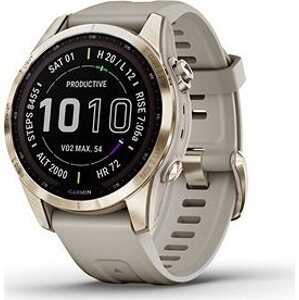 Garmin Fenix 7S Sapphire Solar Cream Gold Titanium/Light Sand Band