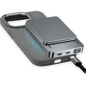 4smarts Wireless OneStyle with MagSafe compatible case for Apple iPhone 15, 5000 mAh, gray