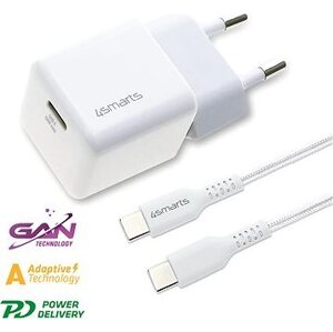 4smarts Wall Charger VoltPlug Mini PD 30 W with GaN and USB-C to USB-C Cable 1.5 m white