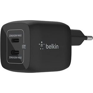 Belkin Boost Charge 45W PD PPS Dual USB-C GaN Charger Universal, Black