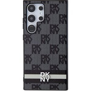 DKNY PU Leather Checkered Pattern and Stripe Zadný Kryt na Samsung Galaxy S24 Ultra Black