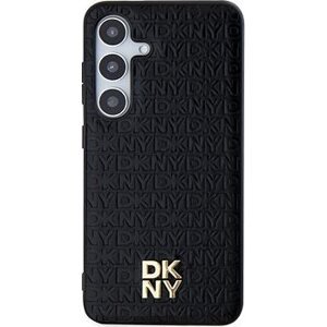 DKNY PU Leather Repeat Pattern Stack Logo Magsafe Zadný Kryt pre Samsung Galaxy S24+ Black