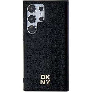 DKNY PU Leather Repeat Pattern Stack Logo Magsafe Zadný Kryt pre Samsung Galaxy S24 Ultra Black