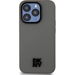 DKNY PU Leather Stack Logo Magsafe Zadný Kryt pre iPhone 15 Pro Max Grey