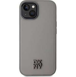 DKNY PU Leather Stack Logo Magsafe Zadný Kryt na iPhone 15 Grey