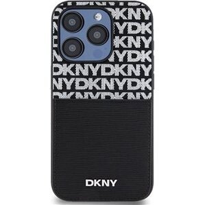 DKNY PU Leather Repeat Pattern Card Pocket Zadný Kryt na iPhone 14 Pro Max Black