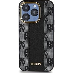 DKNY PU Leather Checkered Pattern Magsafe Zadný Kryt na iPhone 15 Pro Max Black