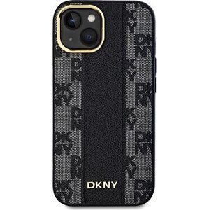 DKNY PU Leather Checkered Pattern Magsafe Zadný Kryt na iPhone 15 Black