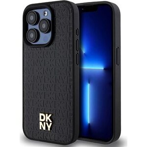 DKNY PU Leather Repeat Pattern Stack Logo Magsafe Zadný Kryt na iPhone 15 Pro Black