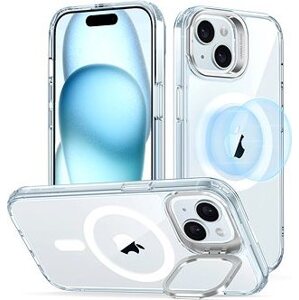 ESR Classic Hybrid Case with Stash Stand (HaloLock), Compatible with iPhone 15 Plus, Clear Blue