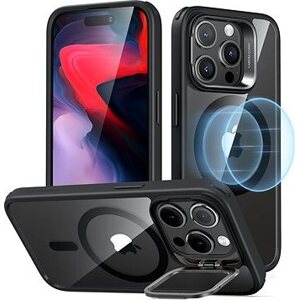 ESR Classic Hybrid Case with Stash Stand (HaloLock), Compatible with iPhone 15 Pro, Clear Black