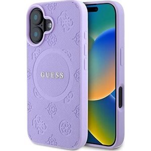 Guess Saffiano Peony Stamp MagSafe Zadní Kryt pro iPhone 16 Purple