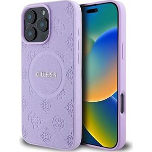 Guess Saffiano Peony Stamp MagSafe Zadní Kryt pro iPhone 16 Pro Purple