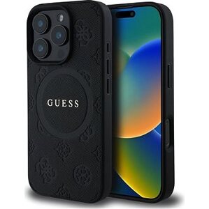 Guess Saffiano Peony Stamp MagSafe Zadní Kryt pro iPhone 16 Pro Max Black