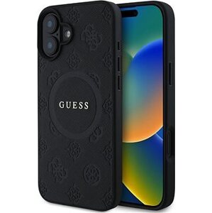 Guess Saffiano Peony Stamp MagSafe Zadní Kryt pro iPhone 16 Black