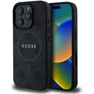 Guess PU Leather 4G Colored Ring MagSafe Zadní Kryt pro iPhone 16 Pro Black