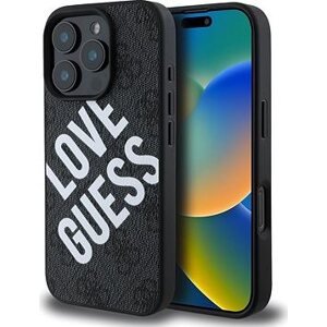 Guess PU Leather 4G Big Love Logo MagSafe Zadní Kryt pro iPhone 16 Pro Max Black