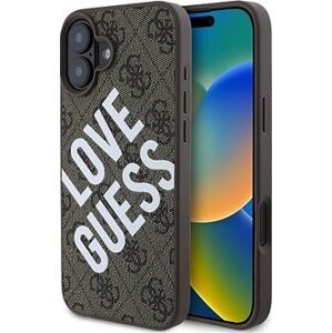 Guess PU Leather 4G Big Love Logo MagSafe Zadní Kryt pro iPhone 16 Brown