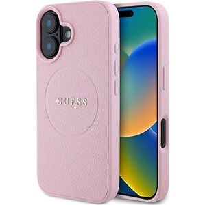 Guess PU Grained Classic Logo MagSafe Zadní Kryt pro iPhone 16 Pink