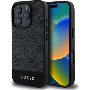 Guess PU 4G Stripe Zadní Kryt pro iPhone 16 Pro Max Grey