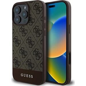 Guess PU 4G Stripe Zadní Kryt pro iPhone 16 Pro Max Brown