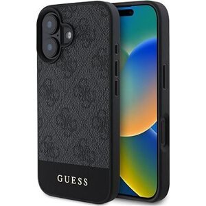 Guess PU 4G Stripe Zadní Kryt pro iPhone 16 Grey