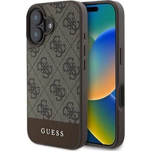 Guess PU 4G Stripe Zadní Kryt pro iPhone 16 Brown