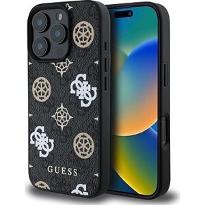 Guess PU 4G Peony MagSafe Zadní Kryt pro iPhone 16 Pro Max Black