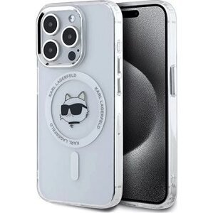 Karl Lagerfeld IML Choupette Head Metal Frame MagSafe Zadný Kryt na iPhone 15 Pro Transparent