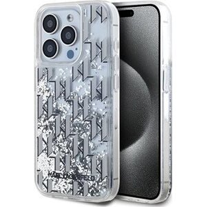 Karl Lagerfeld Liquid Glitter Monogram Gradient Zadný Kryt pre iPhone 15 Pro Max White