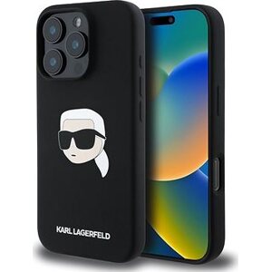 Karl Lagerfeld Liquid Silicone Karl Head MagSafe Zadní Kryt pro iPhone 16 Pro Max Black