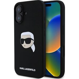 Karl Lagerfeld Liquid Silicone Karl Head MagSafe Zadní Kryt pro iPhone 16 Black