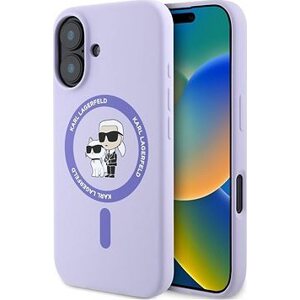 Karl Lagerfeld Liquid Silicone Karl and Choupette MagSafe Zadní Kryt pro iPhone 16 Purple