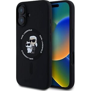 Karl Lagerfeld Liquid Silicone Karl and Choupette MagSafe Zadní Kryt pro iPhone 16 Plus Black