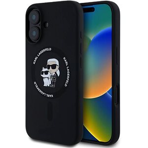 Karl Lagerfeld Liquid Silicone Karl and Choupette MagSafe Zadní Kryt pro iPhone 16 Black