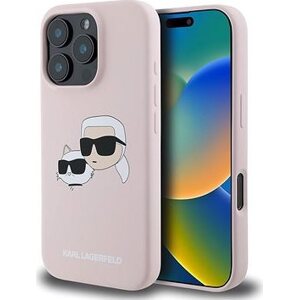 Karl Lagerfeld Liquid Silicone Double Heads MagSafe Zadní Kryt pro iPhone 16 Pro Pink