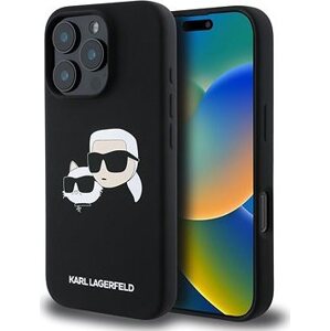 Karl Lagerfeld Liquid Silicone Double Heads MagSafe Zadní Kryt pro iPhone 16 Pro Max Black