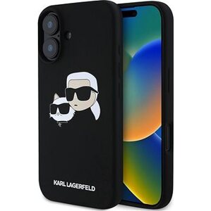 Karl Lagerfeld Liquid Silicone Double Heads MagSafe Zadní Kryt pro iPhone 16 Plus Black