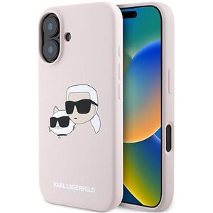 Karl Lagerfeld Liquid Silicone Double Heads MagSafe Zadní Kryt pro iPhone 16 Pink