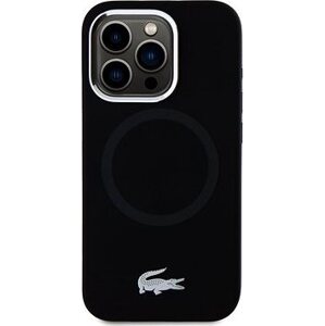 Lacoste Liquid Silicone Microfiber Silver Croc Logo MagSafe Zadný Kryt na iPhone 15 Black