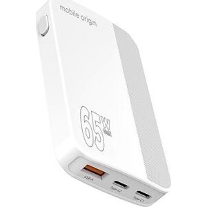 Mobile Origin 65W GaN III Slim Charger dual USB-C Single USB-A White