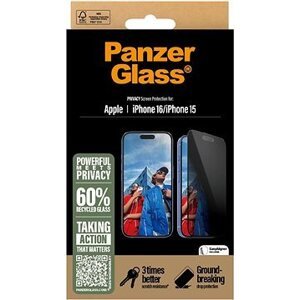 PanzerGlass Privacy Apple iPhone 16/15 s inštalačným rámčekom