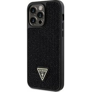 Guess Rhinestones Triangle Metal logo kryt pre iPhone 14 Pro Max Black