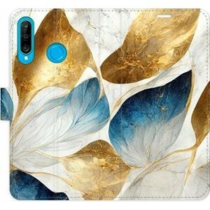 iSaprio flip puzdro GoldBlue Leaves pre Huawei P30 Lite