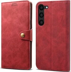 Lenuo Leather flipové puzdro na Samsung Galaxy S23, červené