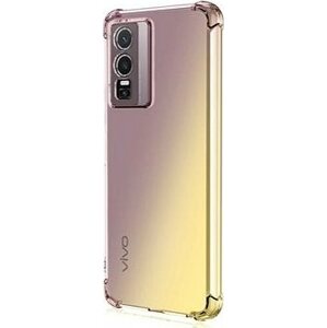 TopQ Kryt Vivo Y76 5G silikón Shock dúhový purpurovo-žltý 72251