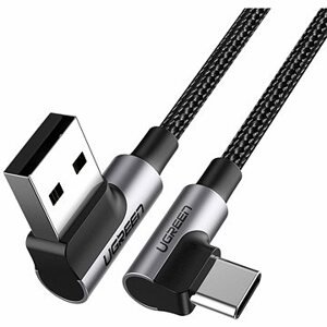 UGREEN Angled USB 2.0 A to Type C Cable Nickel Plating Aluminum Shell 1 m Black