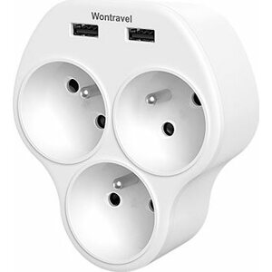 Wontravel rozdvojka 3× + 2 USB 16 A/4000 W