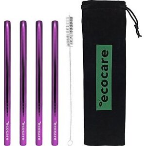 ECOCARE Kovové slamky Maxi 12 mm Sada Purple 4 ks